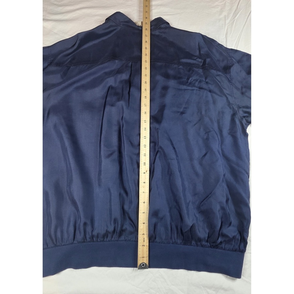 Angelo Litrico Vintage Blue Polo Shirt XL Banded Bottom Silk Feel Retro Bomber - Picture 8 of 10